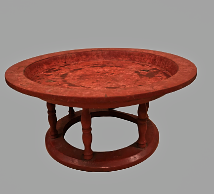 Burmese Red Lacquered Tray on Stand (Kalat)- Ms8818